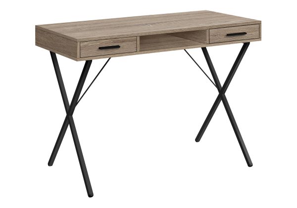 COMPUTER DESK - 42"L / DARK TAUPE / BLACK METAL