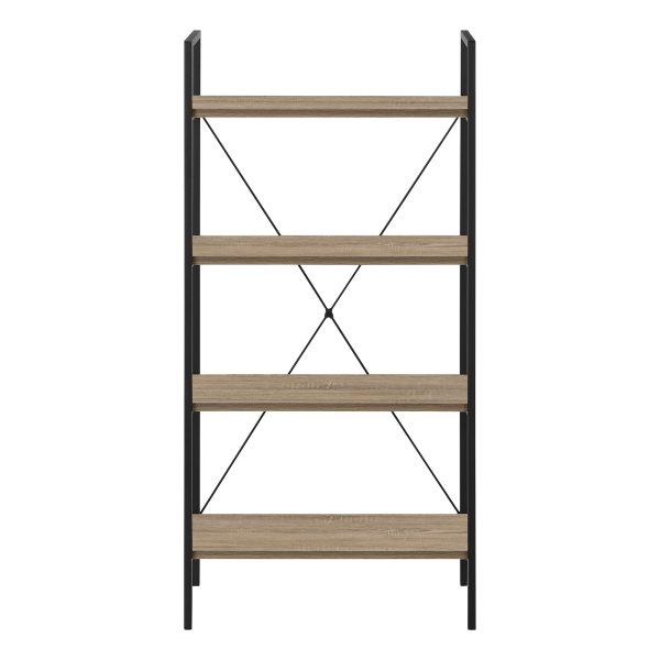 BOOKCASE - 48"H / DARK TAUPE / BLACK METAL
