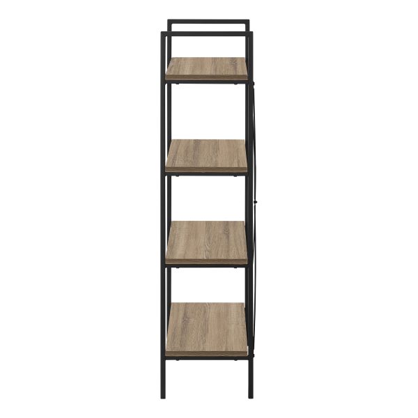 BOOKCASE - 48"H / DARK TAUPE / BLACK METAL