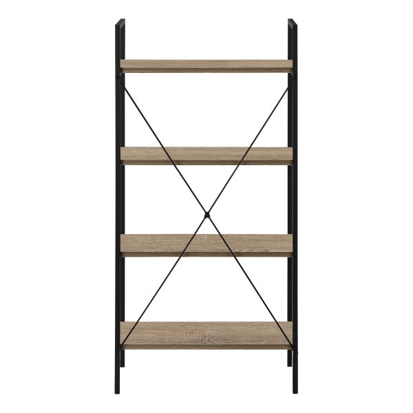 BOOKCASE - 48"H / DARK TAUPE / BLACK METAL