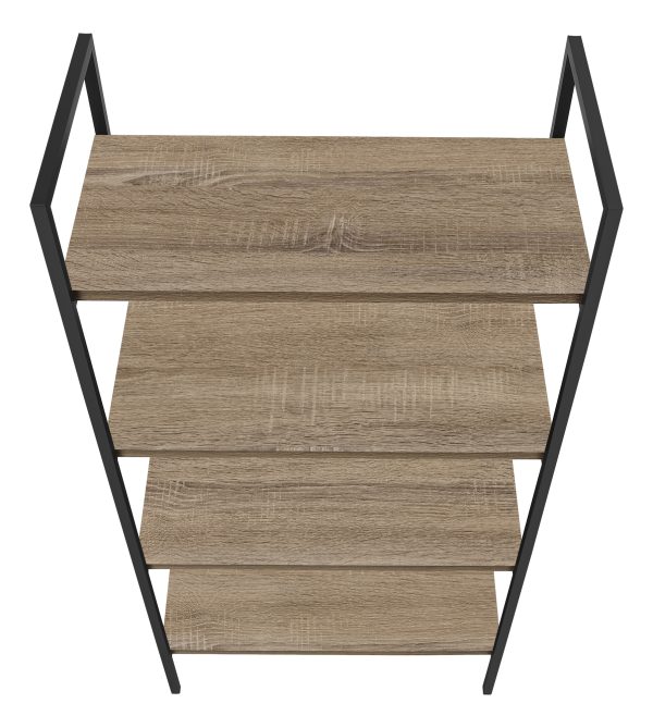 BOOKCASE - 48"H / DARK TAUPE / BLACK METAL
