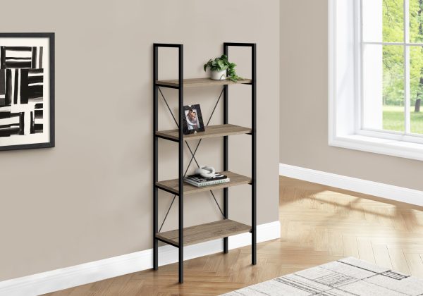 BOOKCASE - 48"H / DARK TAUPE / BLACK METAL