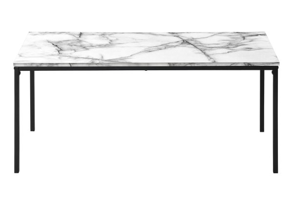 TABLE SET - 3PCS SET / WHITE MARBLE / BLACK METAL