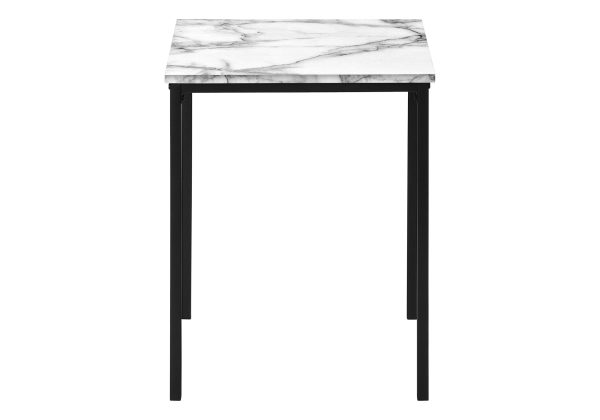 TABLE SET - 3PCS SET / WHITE MARBLE / BLACK METAL