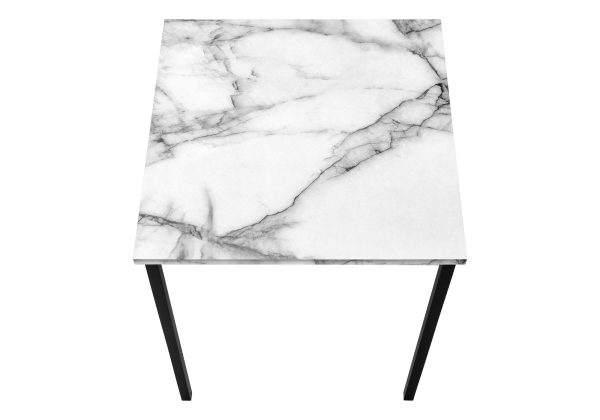 TABLE SET - 3PCS SET / WHITE MARBLE / BLACK METAL