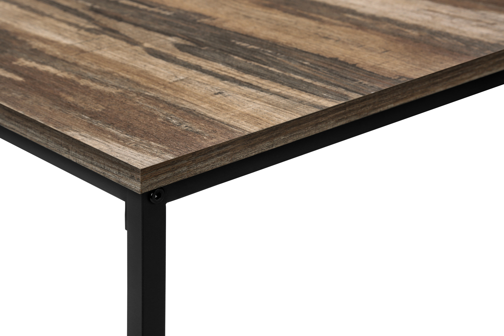 TABLE SET - 3PCS SET / BROWN RECLAIMED / BLACK METAL