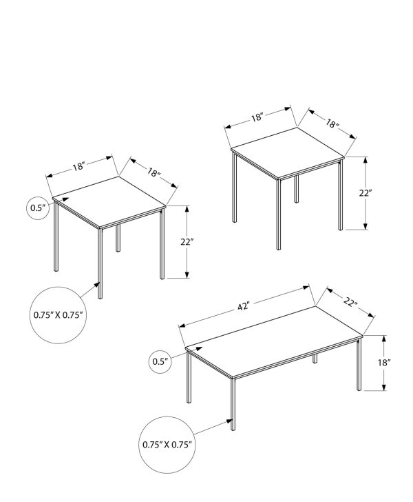 TABLE SET - 3PCS SET / DARK TAUPE / BLACK METAL