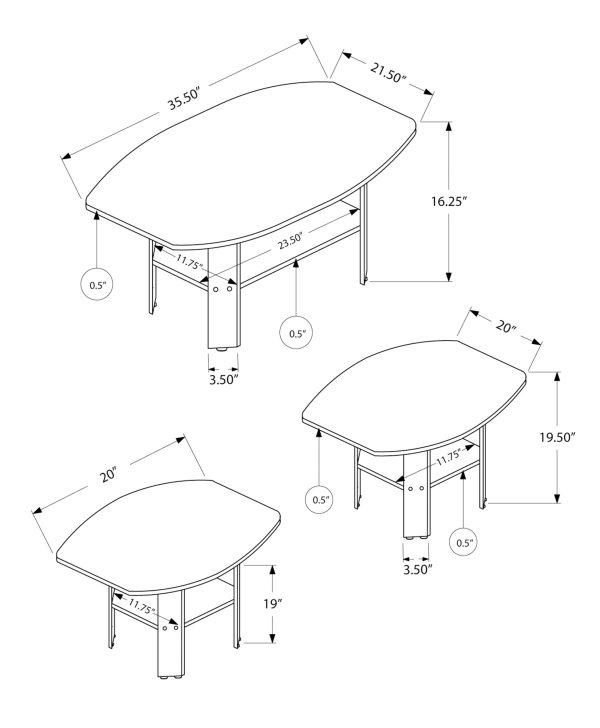 TABLE SET - 3PCS SET / DARK TAUPE