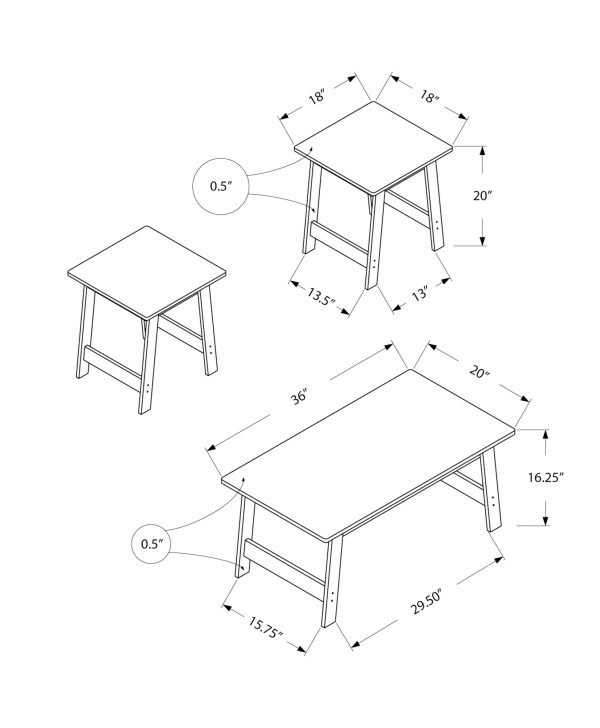 TABLE SET - 3PCS SET / GREY