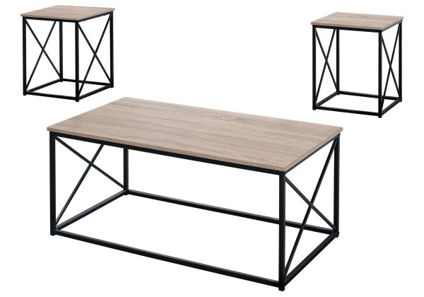 TABLE SET - 3PCS SET / DARK TAUPE / BLACK METAL