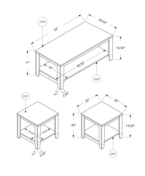 TABLE SET - 3PCS SET / GREY