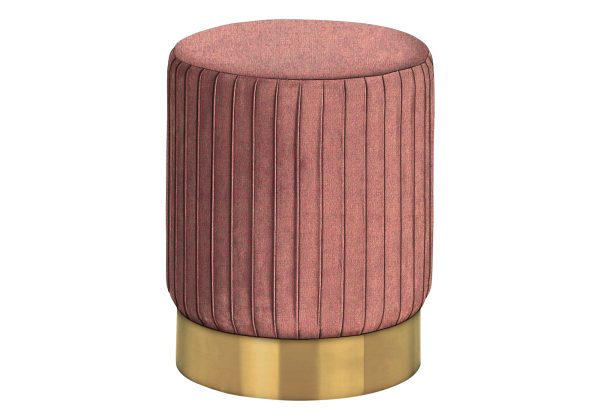 OTTOMAN - DARK PINK VELVET / GOLD METAL BASE