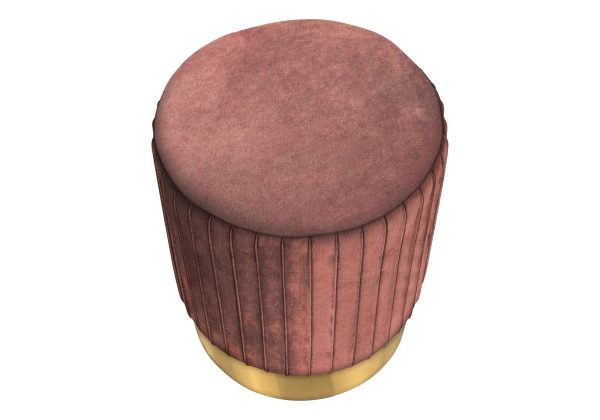 OTTOMAN - DARK PINK VELVET / GOLD METAL BASE