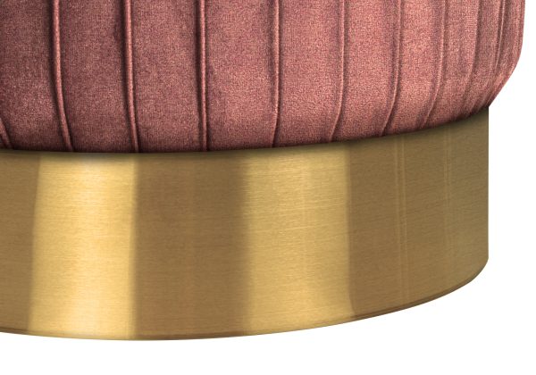 OTTOMAN - DARK PINK VELVET / GOLD METAL BASE