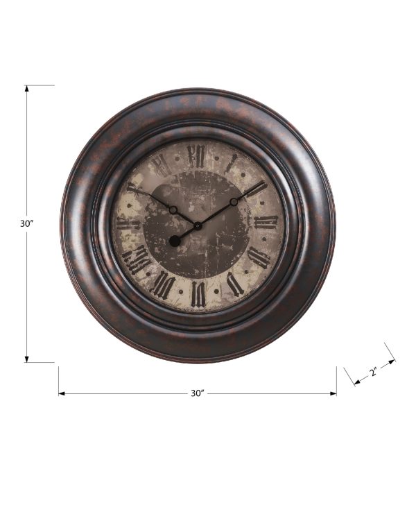 CLOCKS - 30"DIA / WALL CLOCK / BROWN
