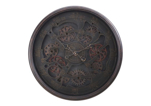 CLOCKS - 30"DIA / GEAR MECHANISM WALL CLOCK / BLACK
