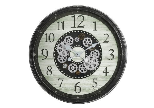 CLOCKS - 30"DIA / GEAR MECHANISM WALL CLOCK / BROWN