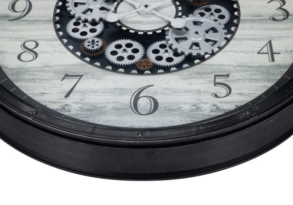 CLOCKS - 30"DIA / GEAR MECHANISM WALL CLOCK / BROWN