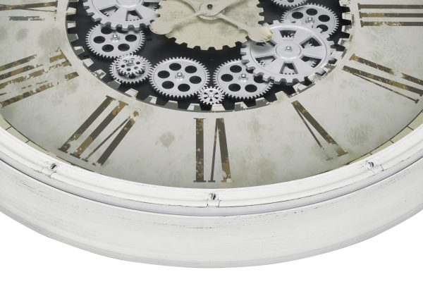CLOCKS - 30"DIA / GEAR MECHANISM WALL CLOCK / WHITE