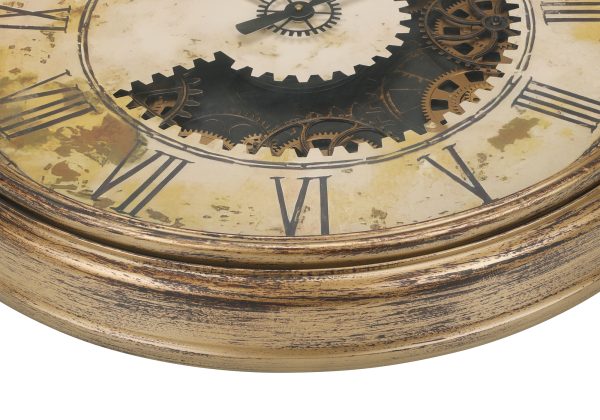 CLOCKS - 30"DIA / GEAR MECHANISM WALL CLOCK / BROWN