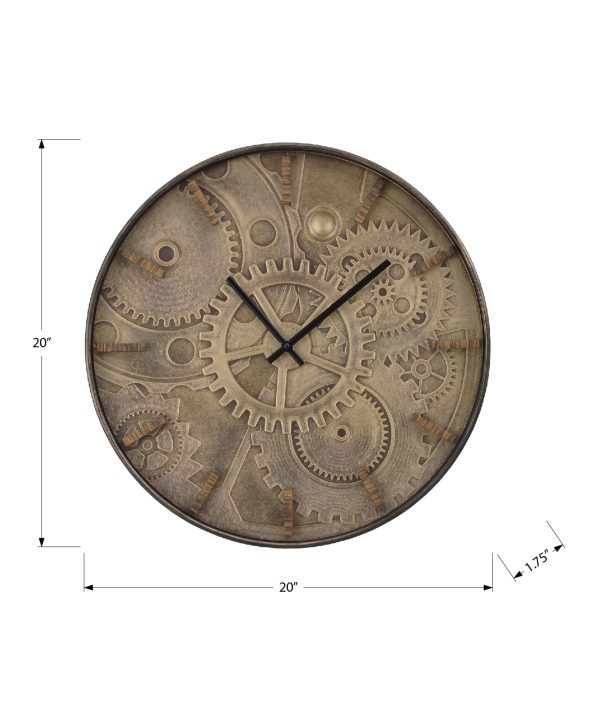 CLOCKS - 20"DIA / WALL CLOCK / BROWN