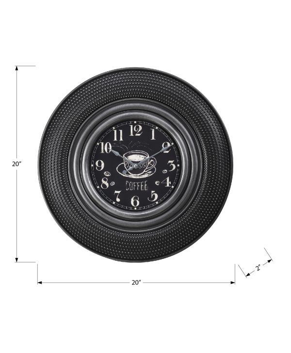 CLOCKS - 20"DIA / WALL CLOCK / CHARCOAL GREY