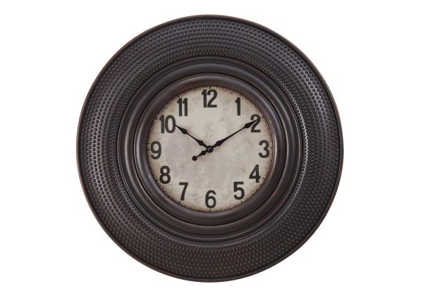 CLOCKS - 20"DIA / WALL CLOCK / ANTIQUE BROWN
