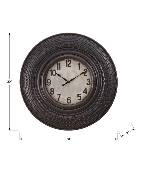 CLOCKS - 20"DIA / WALL CLOCK / ANTIQUE BROWN