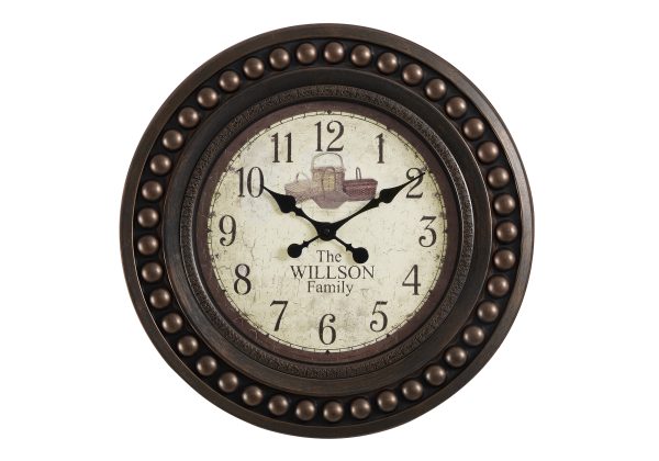 CLOCKS - 20"DIA / WALL CLOCK / ANTIQUE BROWN