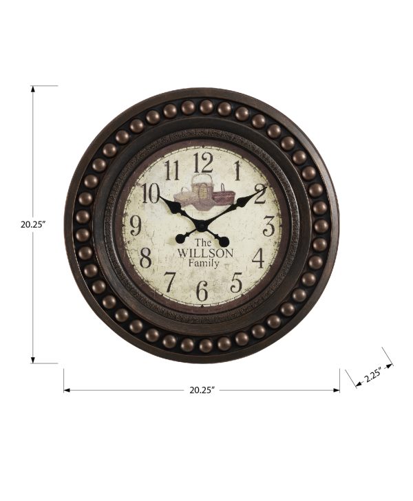 CLOCKS - 20"DIA / WALL CLOCK / ANTIQUE BROWN