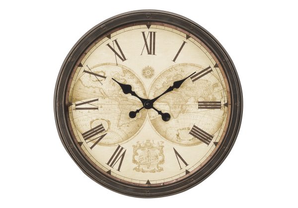 CLOCKS - 20"DIA / WALL CLOCK / ANTIQUE BROWN