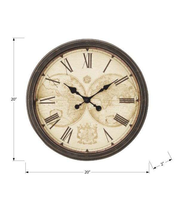CLOCKS - 20"DIA / WALL CLOCK / ANTIQUE BROWN