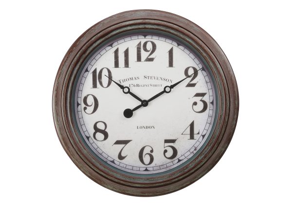 CLOCKS - 20"DIA / WALL CLOCK / ANTIQUE BROWN