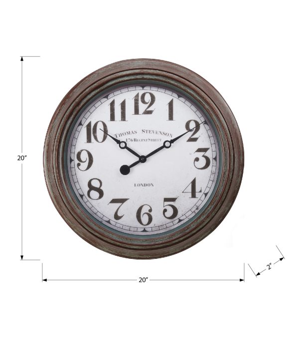 CLOCKS - 20"DIA / WALL CLOCK / ANTIQUE BROWN
