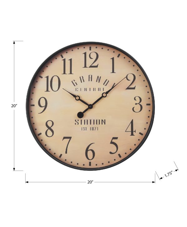 CLOCKS - 20"DIA / WALL CLOCK / ANTIQUE BROWN