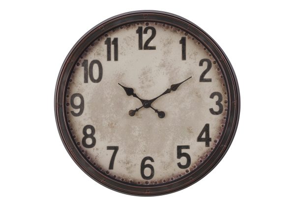 CLOCKS - 20"DIA / WALL CLOCK / ANTIQUE BROWN