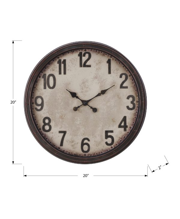 CLOCKS - 20"DIA / WALL CLOCK / ANTIQUE BROWN