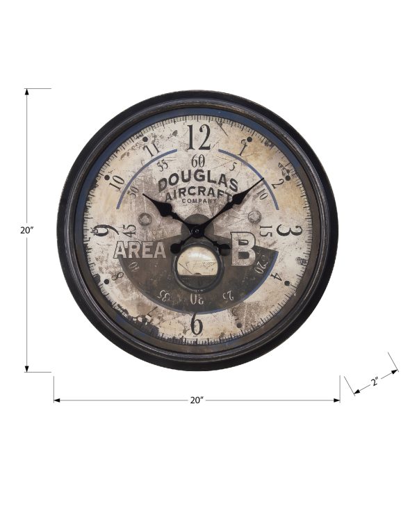 CLOCKS - 20"DIA / WALL CLOCK / ANTIQUE BROWN