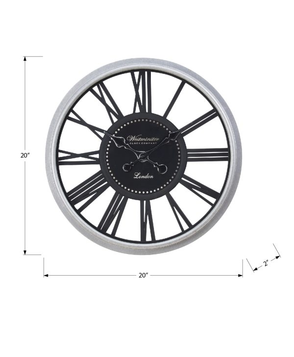 CLOCKS - 20"DIA / WALL CLOCK / BLACK / SILVER