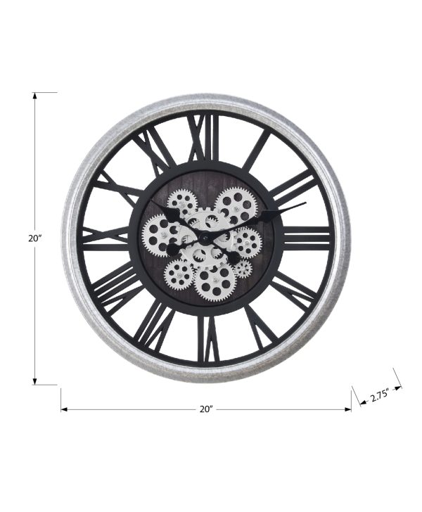 CLOCKS - 20"DIA / WALL CLOCK / BLACK / SILVER