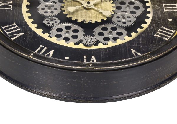 CLOCKS - 20"DIA / GEAR MECHANISM WALL CLOCK / BROWN
