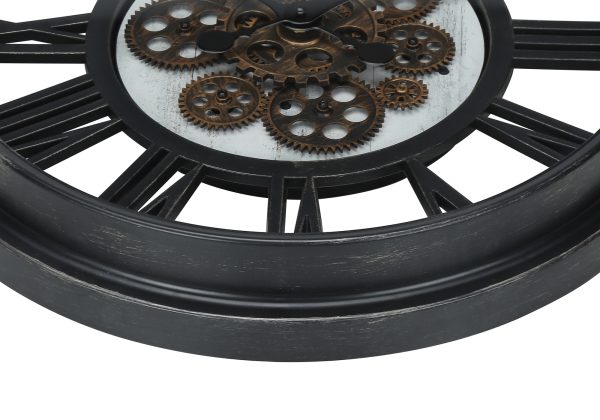 CLOCKS - 20"DIA / GEAR MECHANISM WALL CLOCK / BLACK