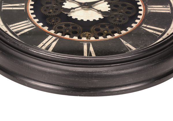 CLOCKS - 23"DIA / GEAR MECHANISM WALL CLOCK / BROWN
