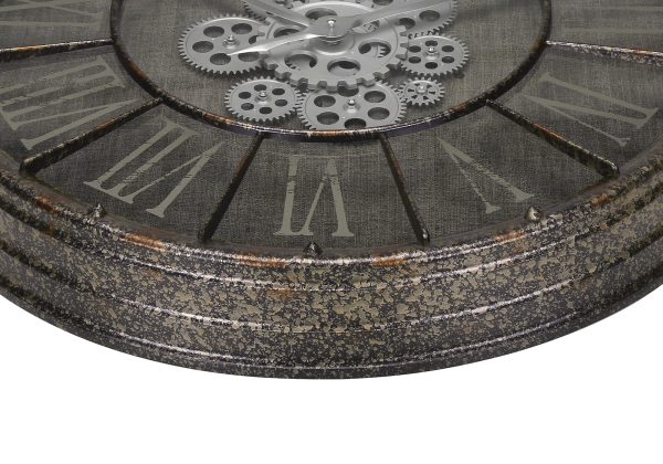 CLOCKS - 24"DIA / GEAR MECHANISM WALL CLOCK / GREY