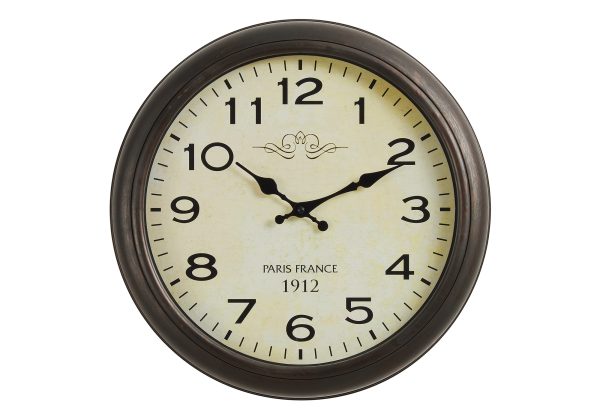 CLOCKS - 16"DIA / WALL CLOCK / ANTIQUE BROWN