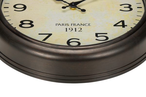 CLOCKS - 16"DIA / WALL CLOCK / ANTIQUE BROWN