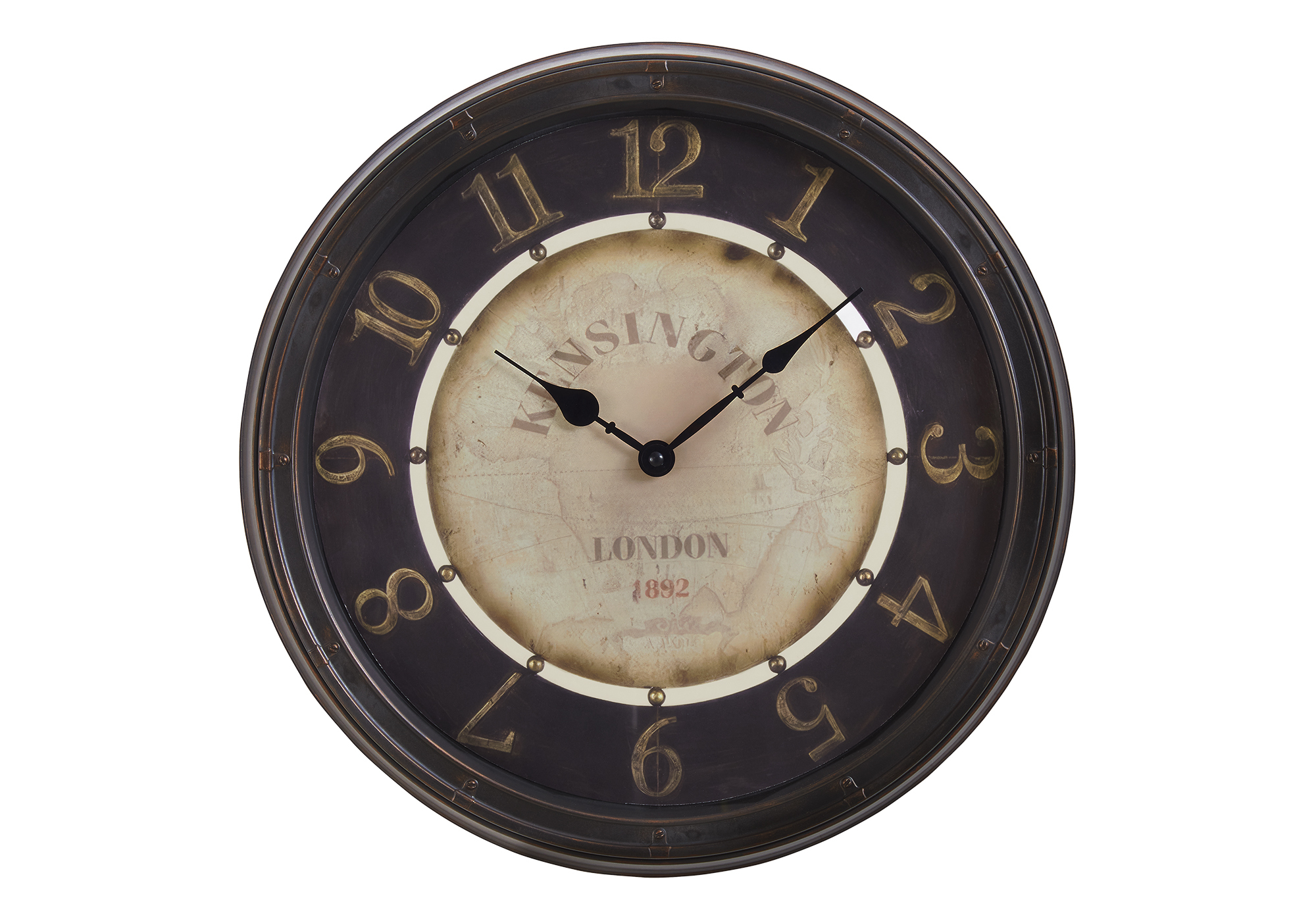 CLOCKS - 16"DIA / WALL CLOCK / ANTIQUE BROWN