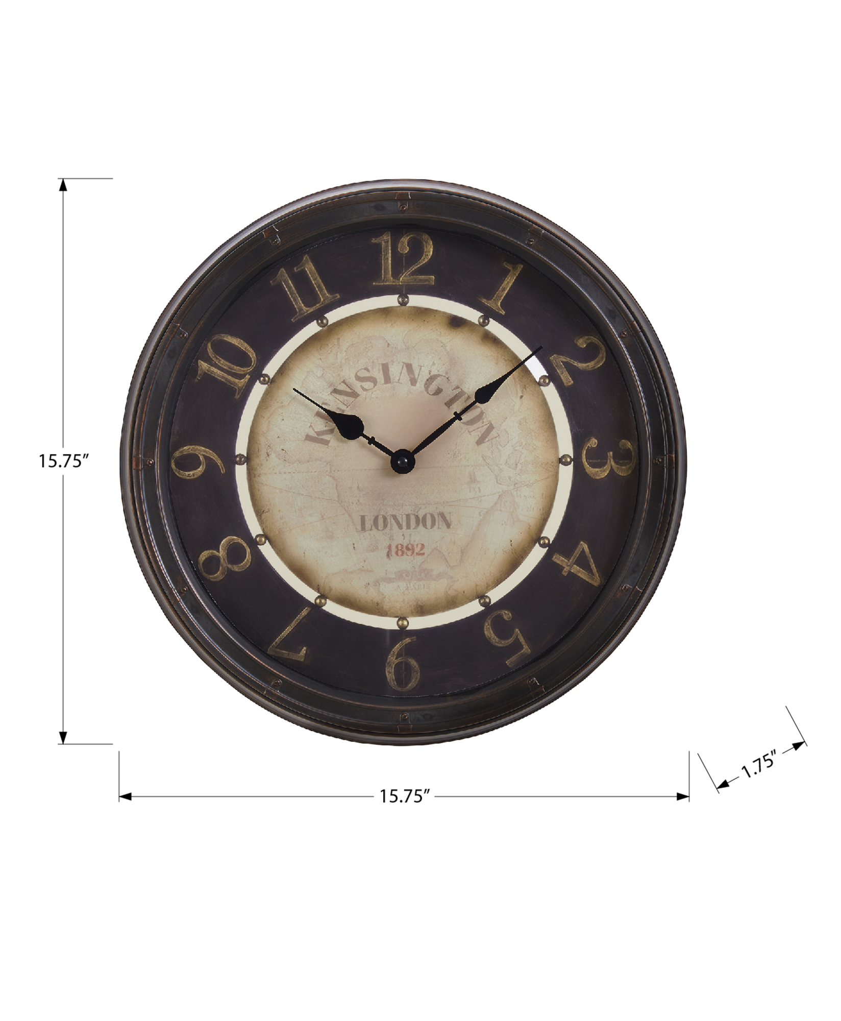 CLOCKS - 16"DIA / WALL CLOCK / ANTIQUE BROWN
