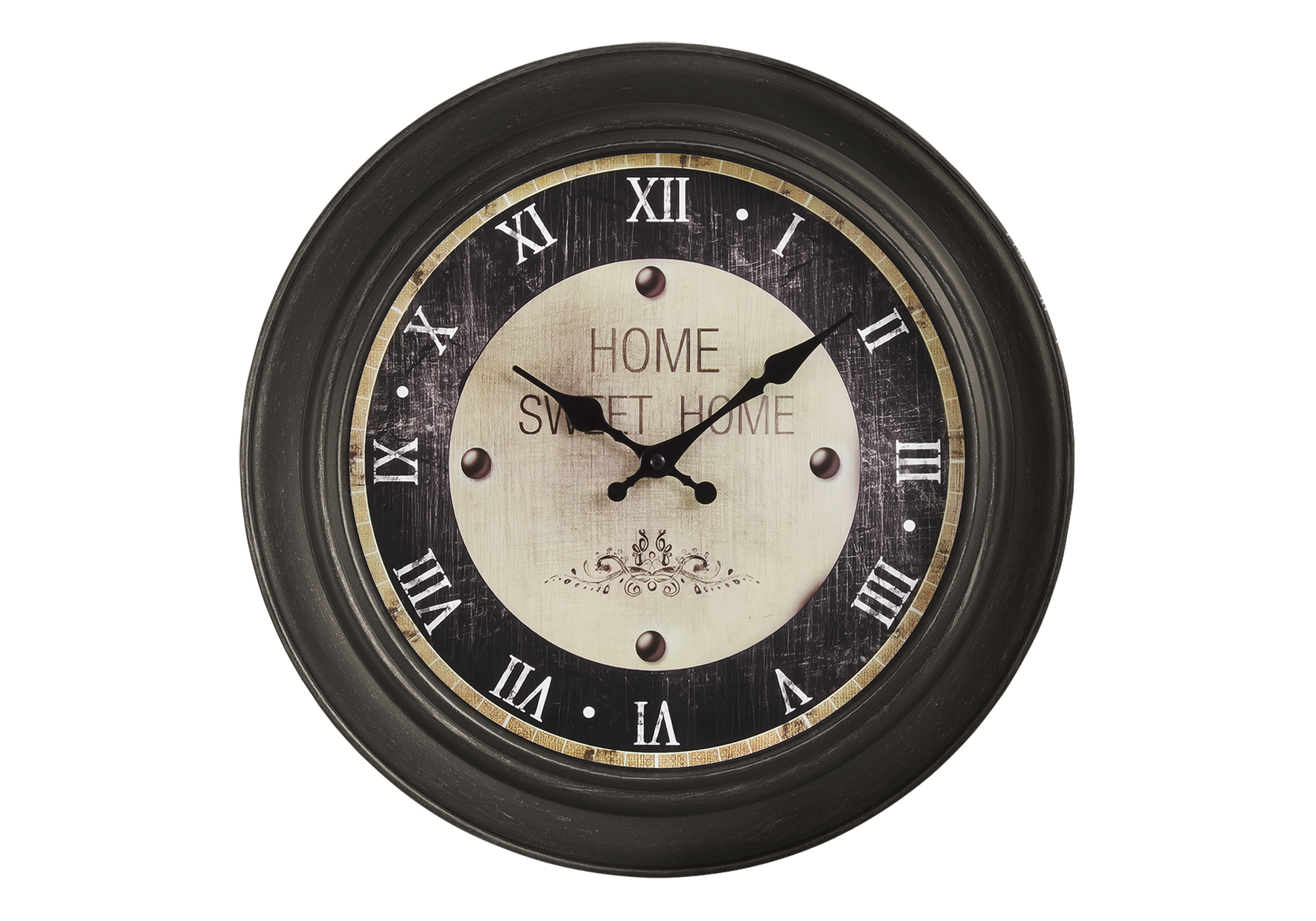 CLOCKS - 16"DIA / WALL CLOCK / ANTIQUE BROWN