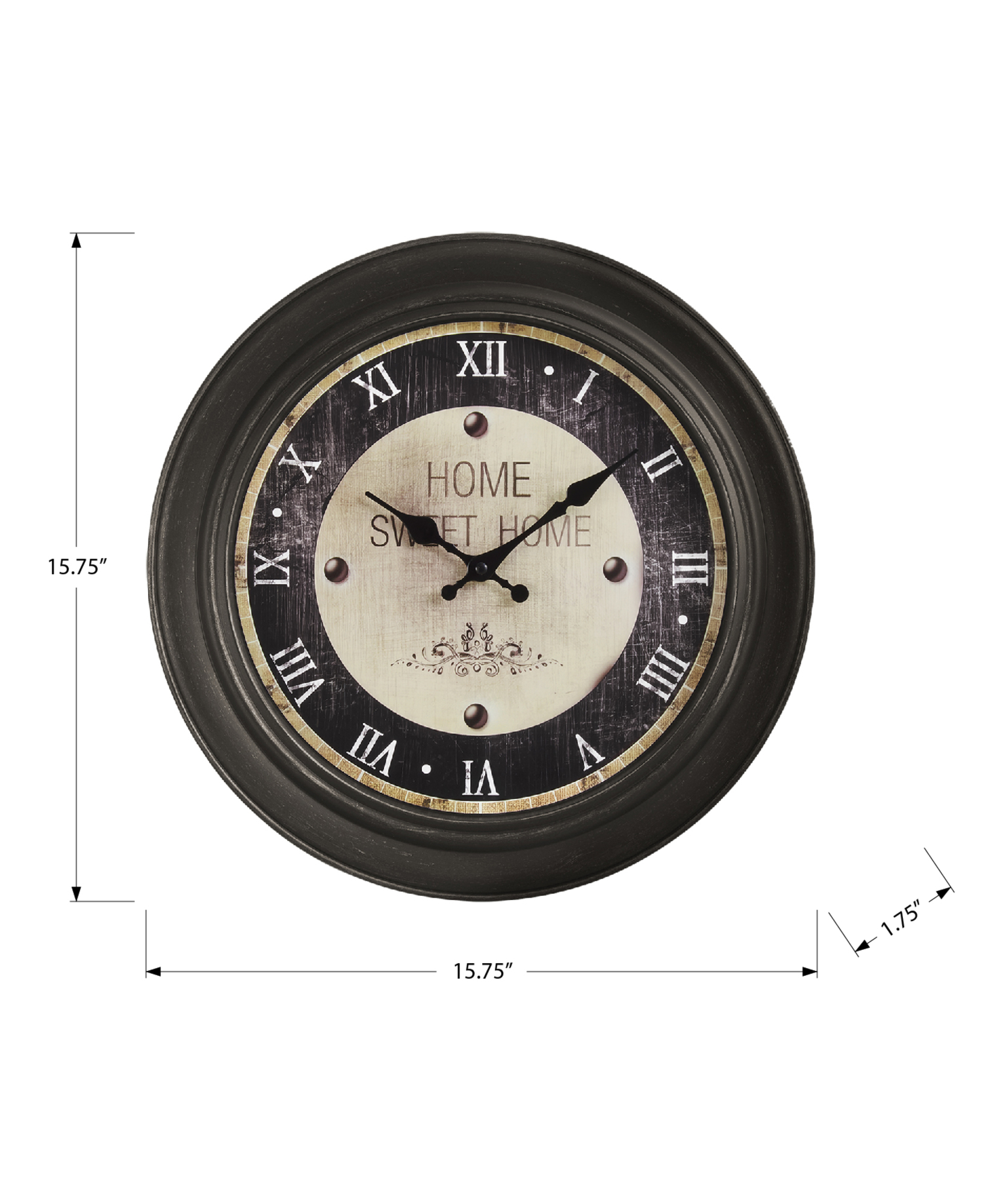 CLOCKS - 16"DIA / WALL CLOCK / ANTIQUE BROWN